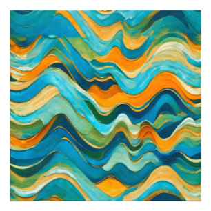 "Sanlúcar" Blue Green Orange Waves Photo Print
