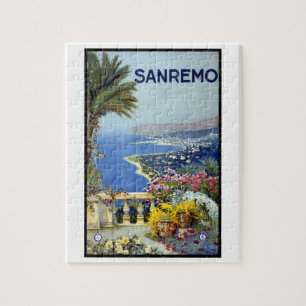 Sanremo, Italy, Italian Riviera Vintage Travel Art Jigsaw Puzzle