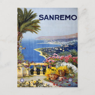 Sanremo Italy Travel Poster Postcard