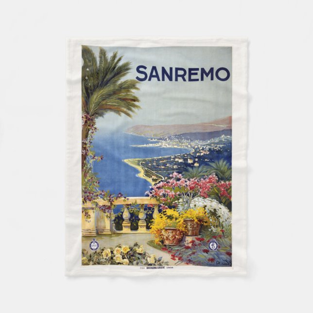 Sanremo Italy vintage travel fleece blanket (Front)