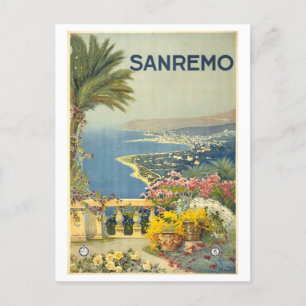 Sanremo Italy Vintage Travel Poster Postcard