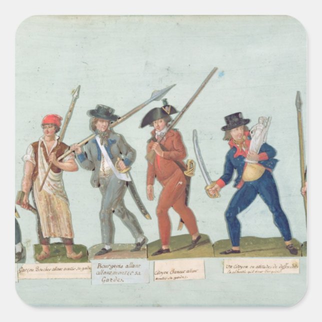 Sans Culotte Lighting his Pipe Square Sticker (Front)