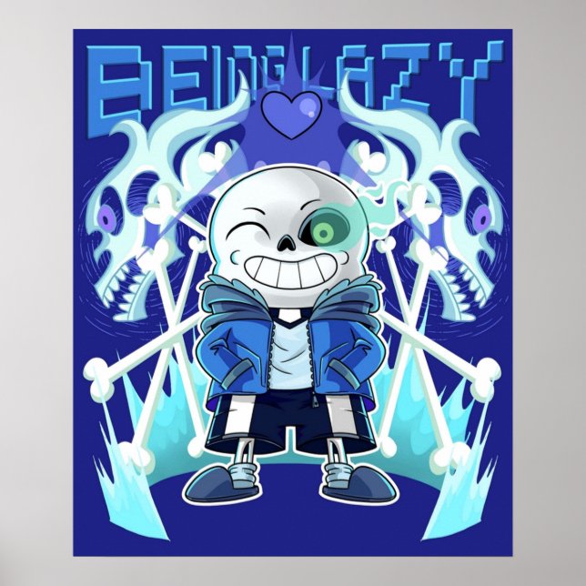 Sans Undertale Skeleton Cool Pixel Art Being Lazy  Poster (Front)