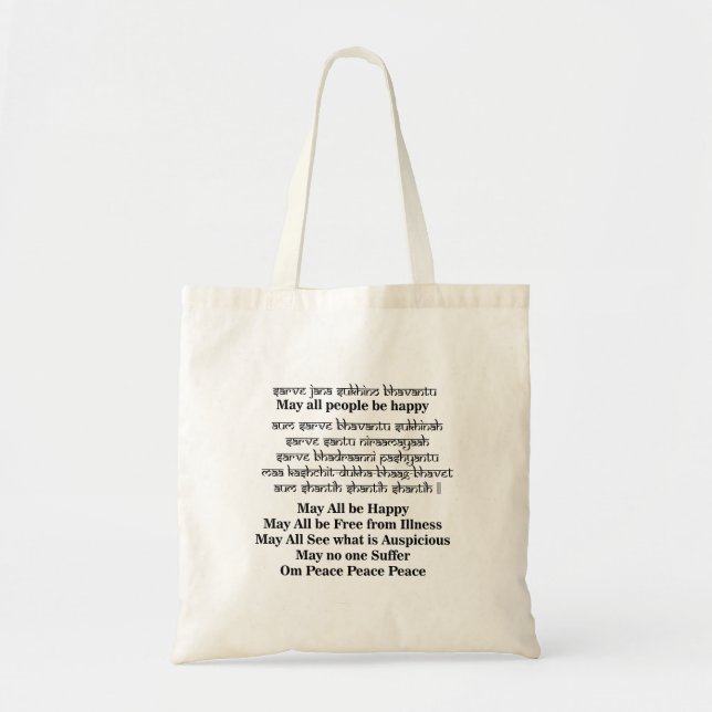 Sanskrit Mantra For Peace Tote Bag (Front)