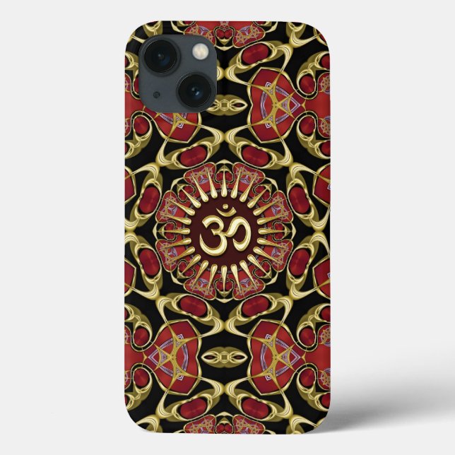 Sanskrit Om Gold + Red Baroque iPad Air Case (Back)