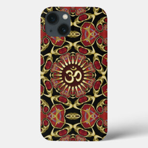 Sanskrit Om Gold + Red Baroque iPad Case