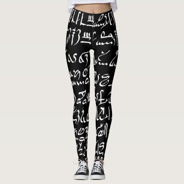 Sanskrit pattern design leggings (Front)