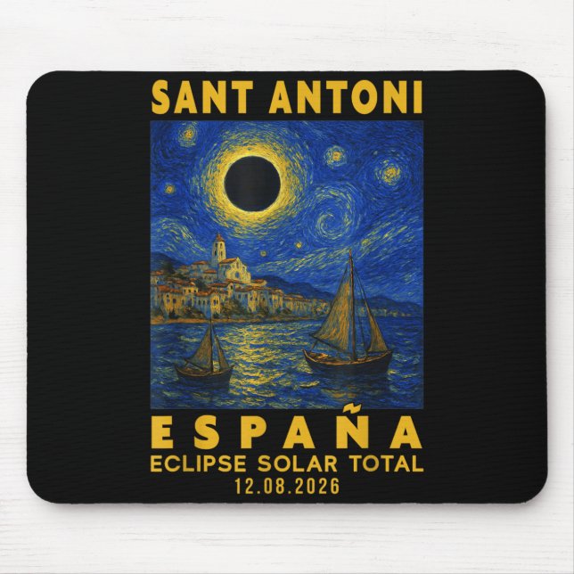 Sant Antoni España Eclipse Solar Total 2026 Design Mouse Mat (Front)