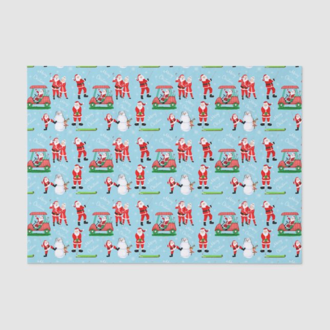 Sant Clause Christmas Golf Fun Tissue Paper (Front)