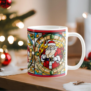 Sant Clause Stain Glass Art Christmas Mug