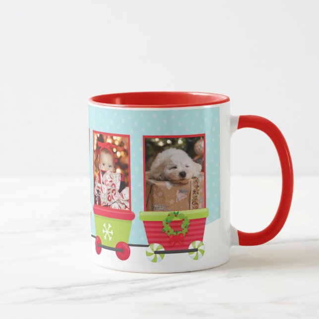 Santa 3 Photo Train Holiday Christmas Mug (Right)