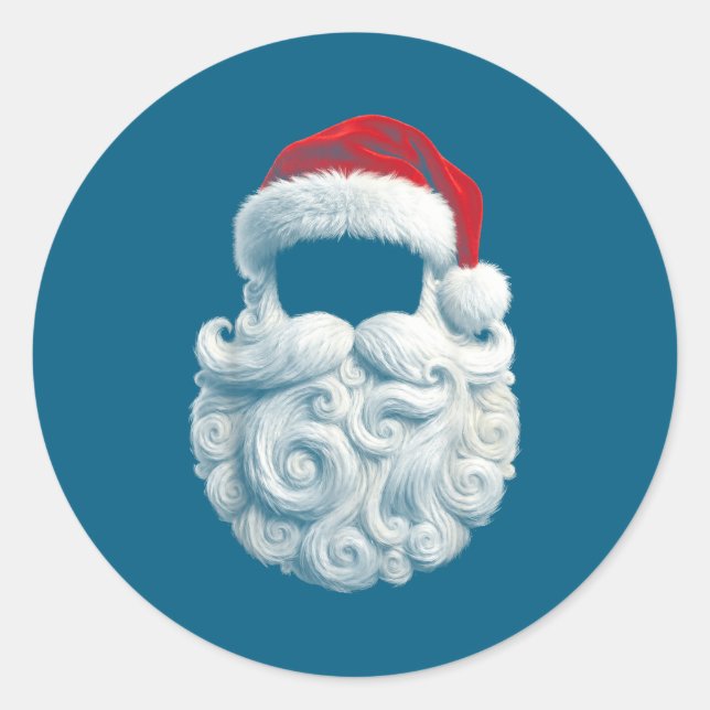 Santa 67 6 7 Six Seven Beard Cool Realistic  Classic Round Sticker (Front)