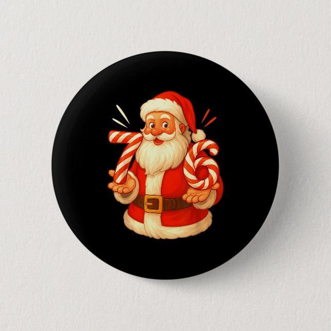 Santa 67 Candy Cane Six Seven Santa Claus Funny Ch 6 Cm Round Badge (Front)