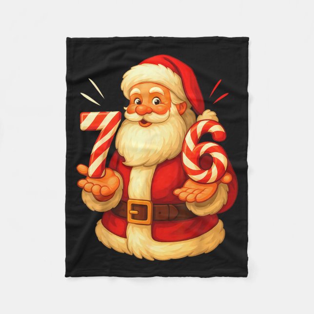 Santa 67 Candy Cane Six Seven Santa Claus Funny Ch Fleece Blanket (Front)