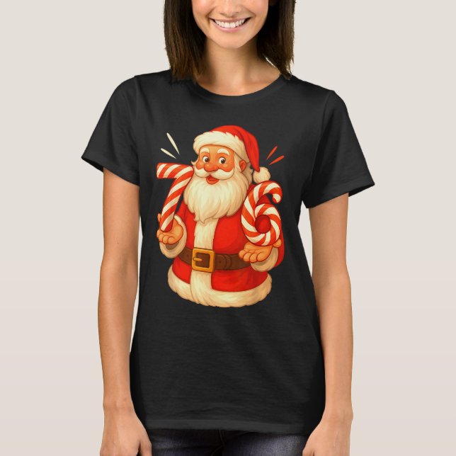 Santa 67 Candy Cane Six Seven Santa Claus Funny Ch T-Shirt (Front)