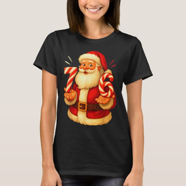 Santa 67 Candy Cane Six Seven Santa Claus Funny Ch T-Shirt (Front)