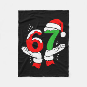 Santa 67 Christmas Funny Six Seven Meme 6 7 Meme Fleece Blanket