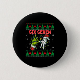 Santa 67 Christmas Ugly Sweater Fingers Six Seven 6 Cm Round Badge