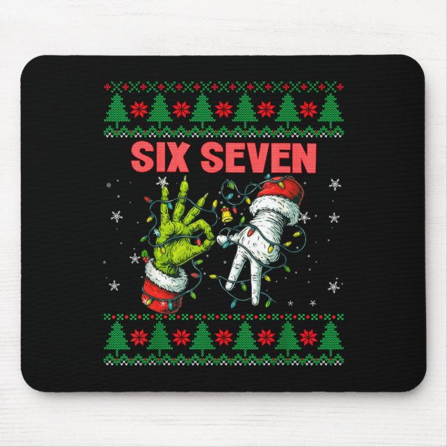 Santa 67 Christmas Ugly Sweater Fingers Six Seven  Mouse Mat (Front)