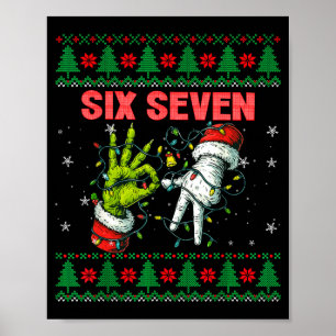 Santa 67 Christmas Ugly Sweater Fingers Six Seven  Poster