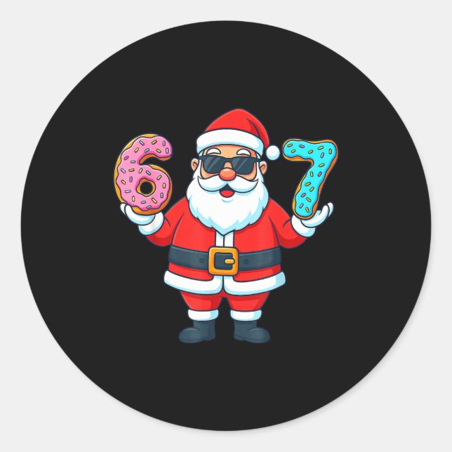 Santa 67 Donut Meme Funny Christmas Holiday  Classic Round Sticker (Front)