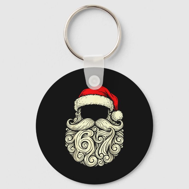 Santa 67 Hidden In Beard Christmas  Key Ring (Front)