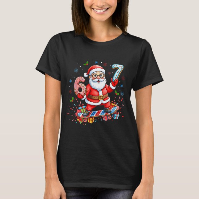 Santa 67 Meme Donut Skateboard Merry Christmas Boy T-Shirt (Front)