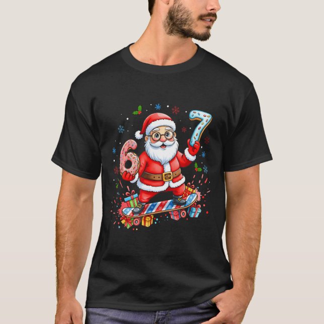 Santa 67 Meme Donut Skateboard Merry Christmas Boy T-Shirt (Front)