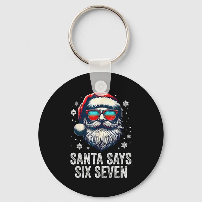 Santa 67 Meme Funny Six Seven Christmas Xmas Pajam Key Ring (Front)