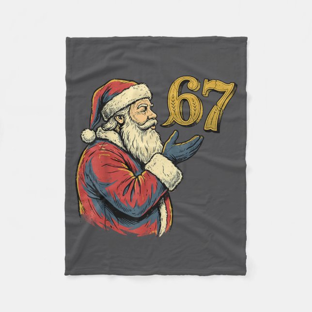 Santa 67 Number Funny Christmas Meme Se  Fleece Blanket (Front)