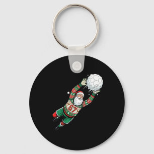 Santa 67 Soccer Goalie Ugly Sweater Funny Christma Key Ring