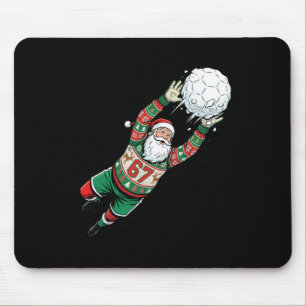Santa 67 Soccer Goalie Ugly Sweater Funny Christma Mouse Mat