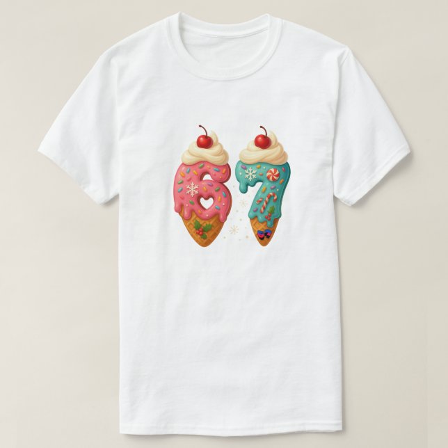 Santa 67 SVG PNG Christmas Funny Six Seven Meme Vi T-Shirt (Design Front)