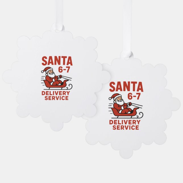 Santa 6-7 Delivery Service Tree Decoration Card (Front/Back)