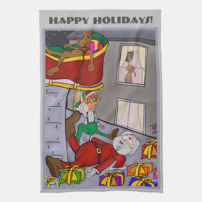 Santa Accident Kitchen Towel (Vertical)
