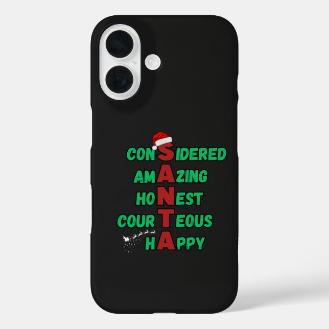 Santa Acrostic Christmas Holiday Festive Cheer Mer Case-Mate iPhone Case (Back)