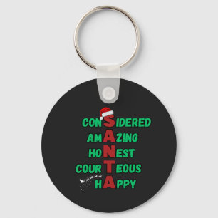 Santa Acrostic Christmas Holiday Festive Cheer Mer Key Ring
