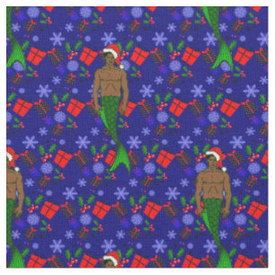 santa african black merman ugly xmas mermaid gifts fabric