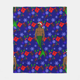 santa african black merman ugly xmas mermaid gifts fleece blanket