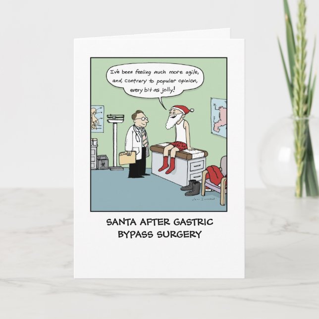 Santa After Gastric Bypass | Funny Christmas Xmas Holiday Card (Front)