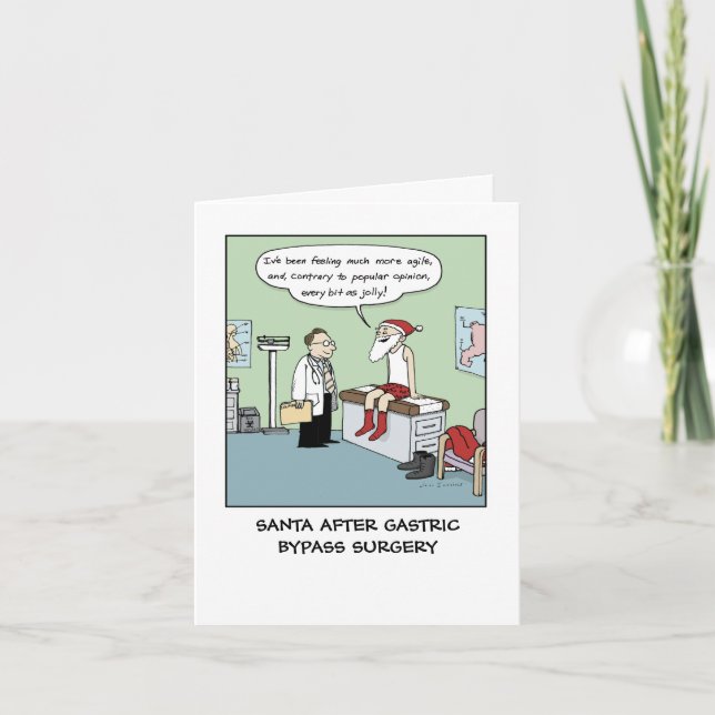 Santa After Gastric Bypass | Funny Christmas Xmas Holiday Card (Front)
