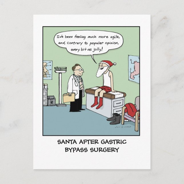 Santa After Gastric Bypass | Funny Christmas Xmas Holiday Postcard (Front)
