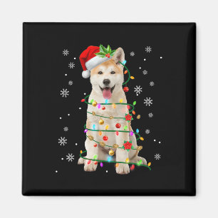 Santa Akita Christmas Lights Xmas Dog Lover Men Wo Magnet