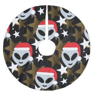 santa alien emoji christmas tree skirt