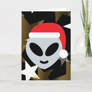 santa alien emoji holiday card