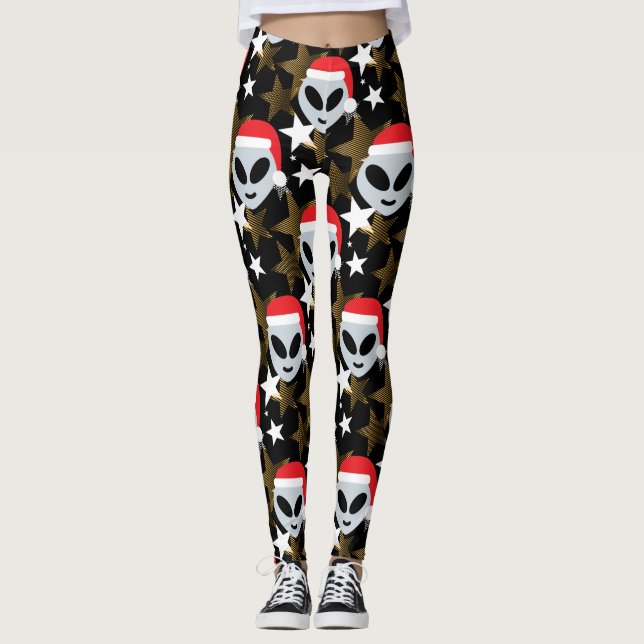 santa alien emoji leggings (Front)