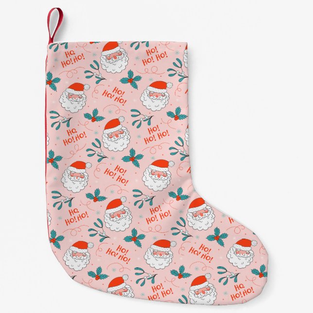 Santa all over print Joyful Greetings collection Small Christmas Stocking (Front)