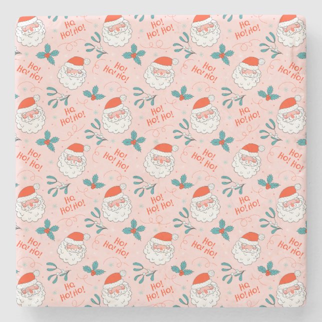 Santa all over print Joyful Greetings collection Stone Coaster (Front)