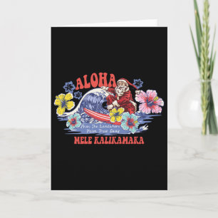 Santa Aloha Hawaiian Christmas Mele Kalikimaka Sur Card