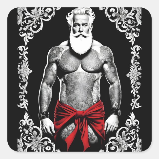 Santa also wishes a happy feast square sticker (Front)